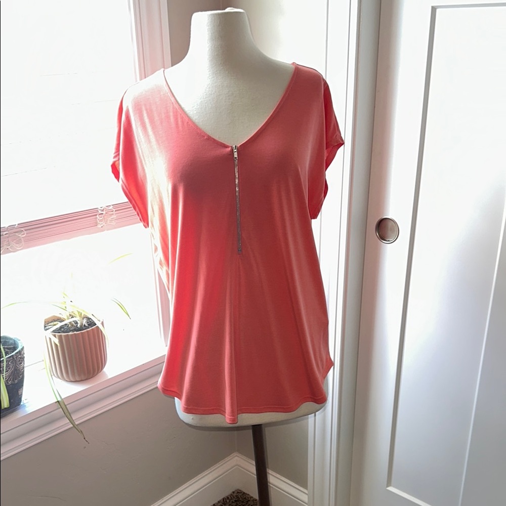 Green Envelope Orange Pink‎ Tie Front Relaxed Blouse